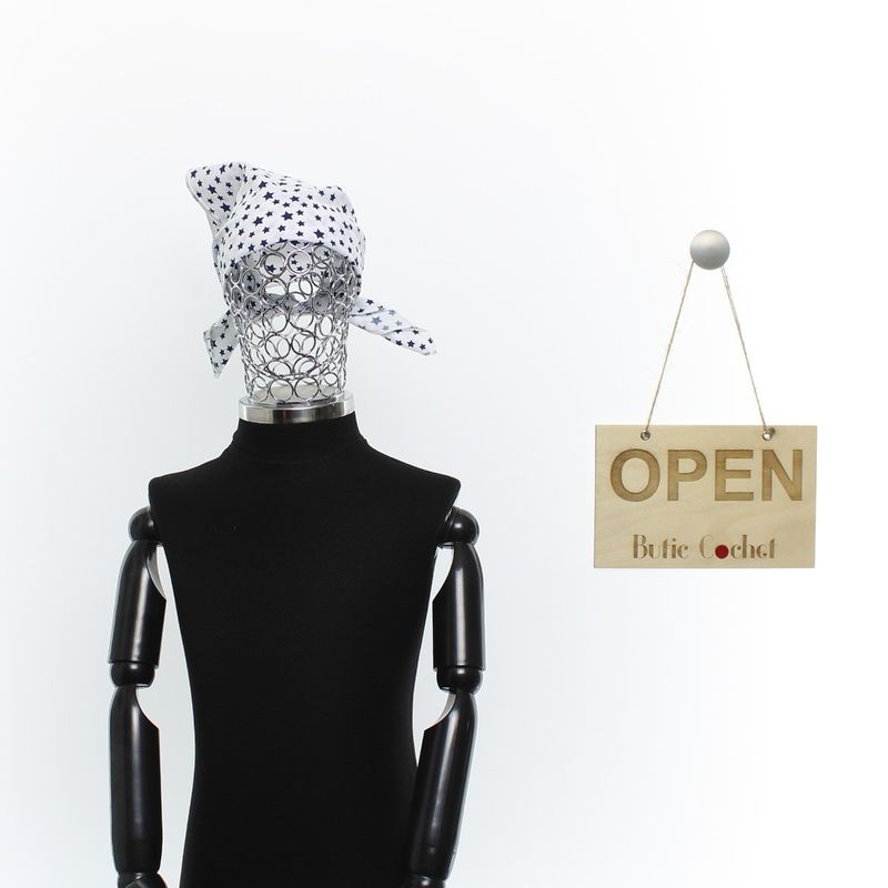Fashion, accesorii si bijuterii - Copii - Accesorii copii - Esarfe si fulare copii - Set 6 bandane pentru copii, ButicCochet,  50x50 cm, din bumbac, model cu stelute, Multicolor - SETB201 - Infinity.ro