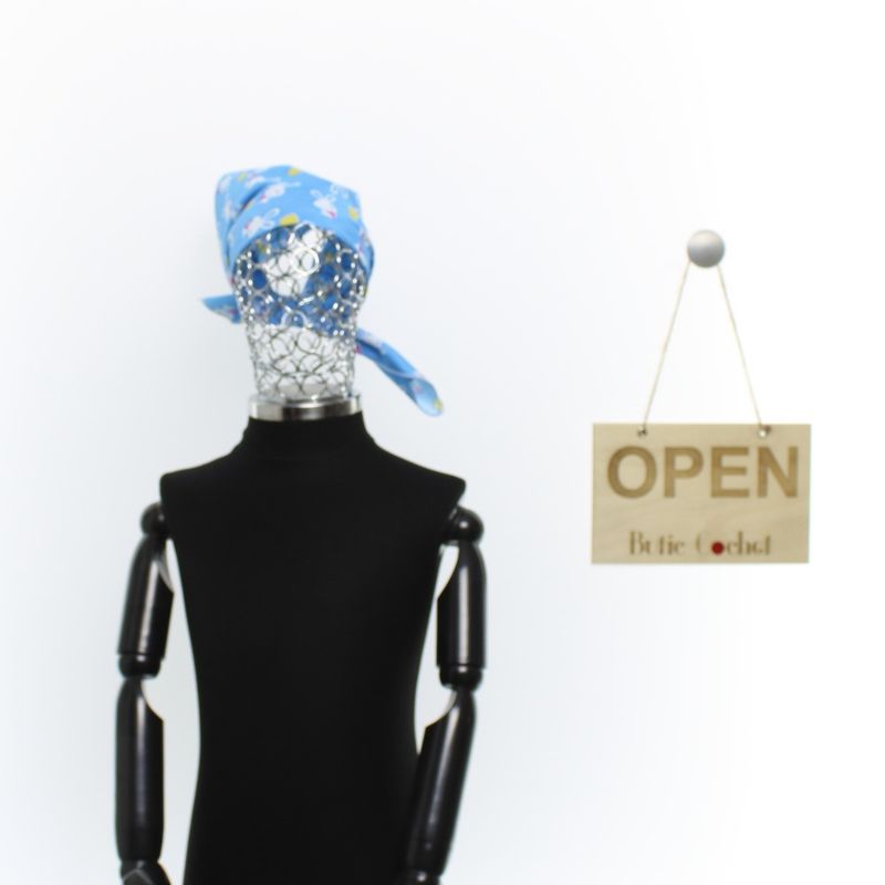 Fashion, accesorii si bijuterii - Copii - Accesorii copii - Esarfe si fulare copii - Set 6 bandane pentru copii, ButicCochet,  50x50 cm, din bumbac, model cu iepurasi, Multicolor - SETB204 - Infinity.ro