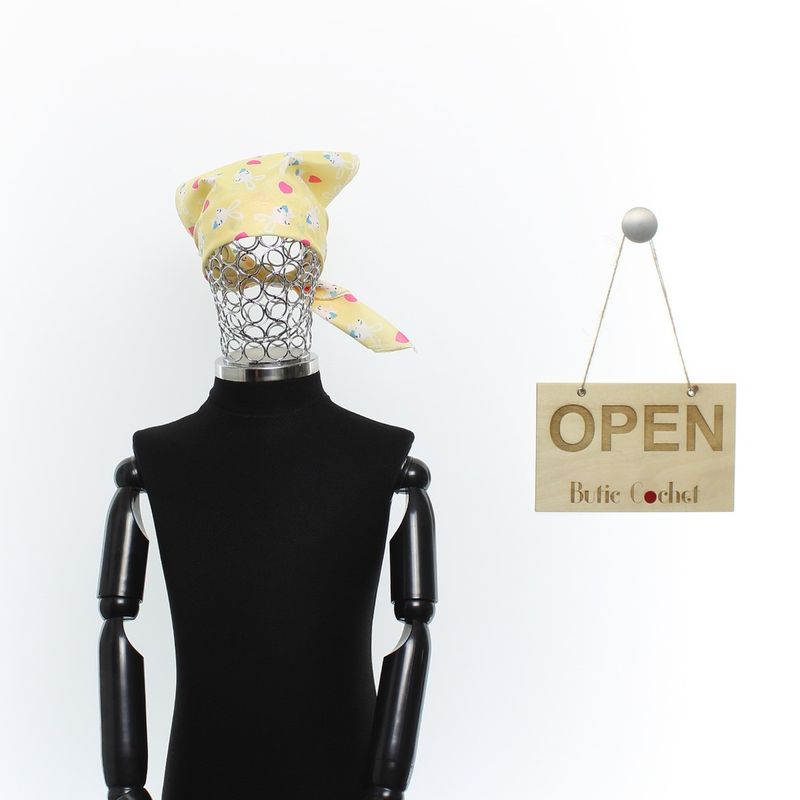 Fashion, accesorii si bijuterii - Copii - Accesorii copii - Esarfe si fulare copii - Set 6 bandane pentru copii, ButicCochet,  50x50 cm, din bumbac, model cu iepurasi, Multicolor - SETB204 - Infinity.ro