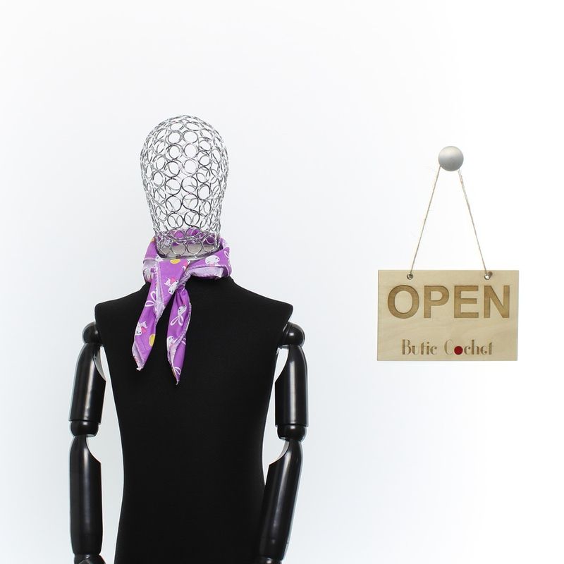 Fashion, accesorii si bijuterii - Copii - Accesorii copii - Esarfe si fulare copii - Set 6 bandane pentru copii, ButicCochet,  50x50 cm, din bumbac, model cu iepurasi, Multicolor - SETB204 - Infinity.ro