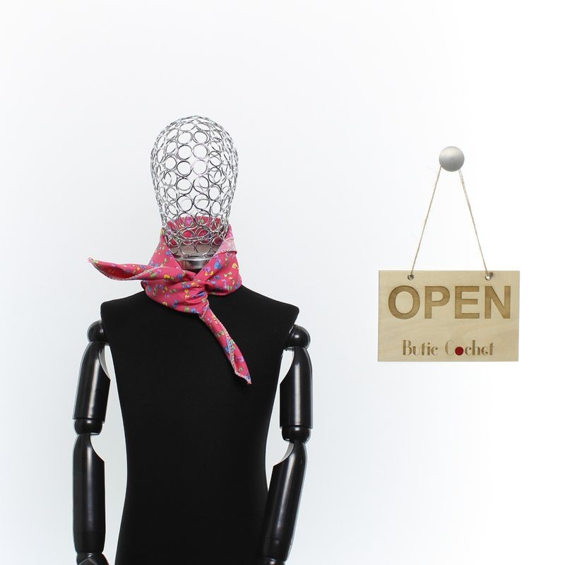 Fashion, accesorii si bijuterii - Copii - Accesorii copii - Esarfe si fulare copii - Set 6 bandane pentru copii, ButicCochet,  50x50 cm, din bumbac, model cu fundite, Multicolor - SETB202 - Infinity.ro