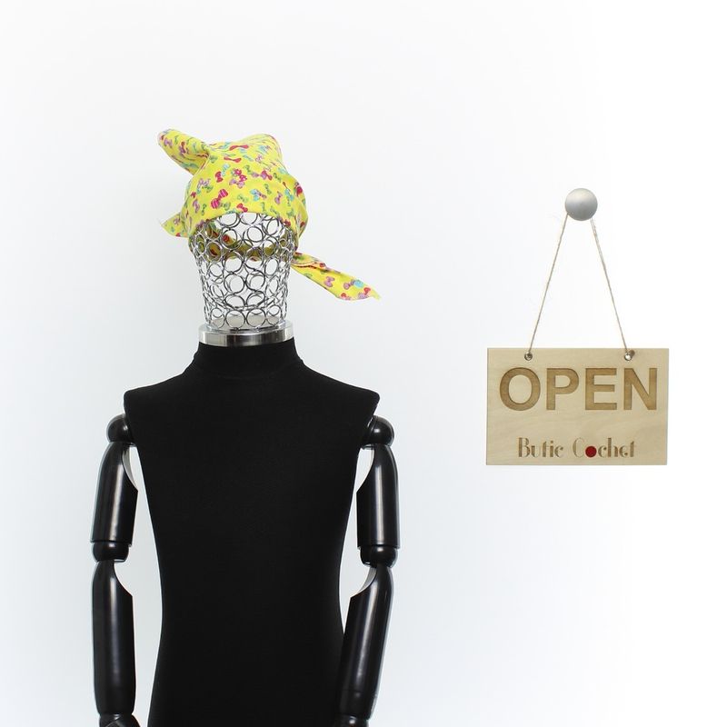 Fashion, accesorii si bijuterii - Copii - Accesorii copii - Esarfe si fulare copii - Set 6 bandane pentru copii, ButicCochet,  50x50 cm, din bumbac, model cu fundite, Multicolor - SETB202 - Infinity.ro