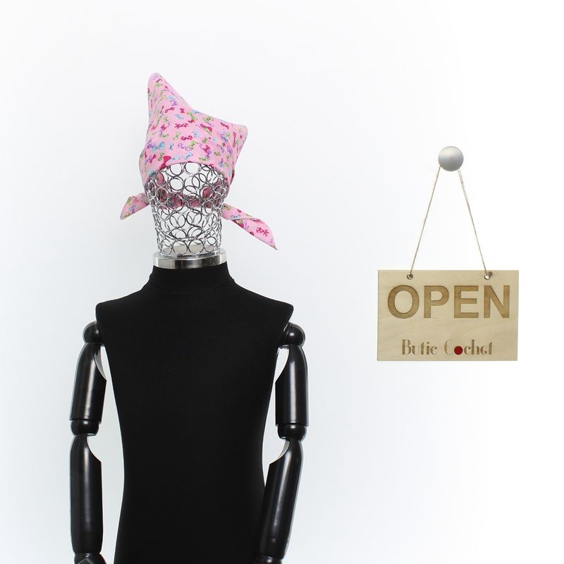 Fashion, accesorii si bijuterii - Copii - Accesorii copii - Esarfe si fulare copii - Set 6 bandane pentru copii, ButicCochet,  50x50 cm, din bumbac, model cu fundite, Multicolor - SETB202 - Infinity.ro