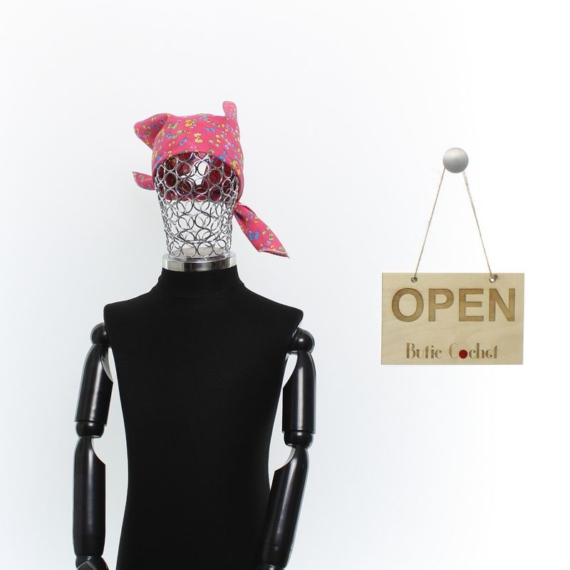 Fashion, accesorii si bijuterii - Copii - Accesorii copii - Esarfe si fulare copii - Set 6 bandane pentru copii, ButicCochet,  50x50 cm, din bumbac, model cu fundite, Multicolor - SETB202 - Infinity.ro