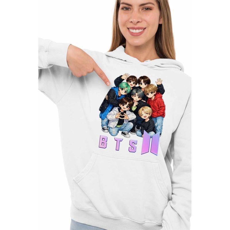 Fashion, accesorii si bijuterii - Femei - Imbracaminte femei - Hanorace femei - Hanorac Femei BTS Kpop Style, alb, marime 2XL - Infinity.ro