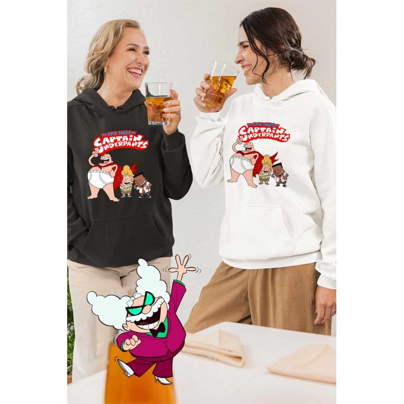 Fashion, accesorii si bijuterii - Femei - Imbracaminte femei - Hanorace femei - Hanorac Femei Captain Underpants Aventurile Epice ale Capitanului Chilot George Harold, alb, marime 2XL - Infinity.ro