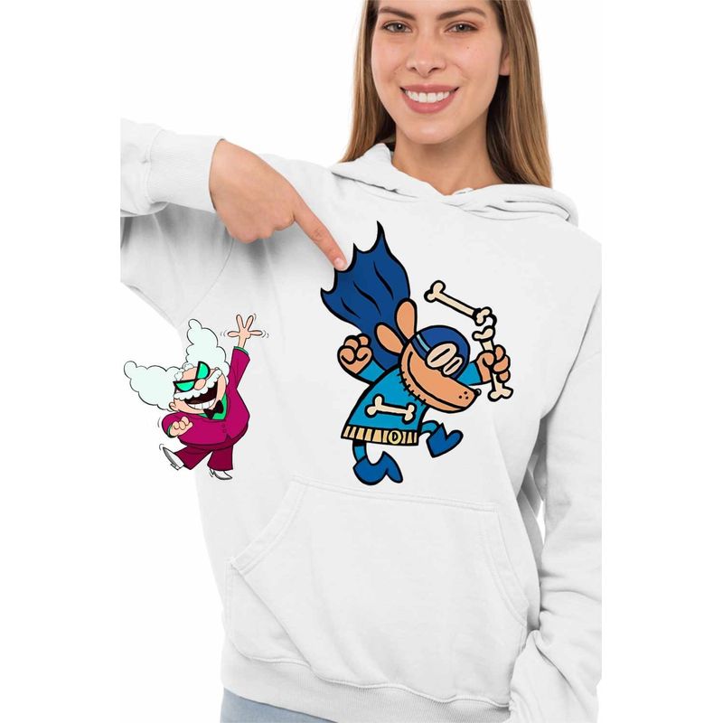 Fashion, accesorii si bijuterii - Femei - Imbracaminte femei - Hanorace femei - Hanorac Femei Captain Underpants Dog Man Cat Kid Capitanul Chilot Ninja, alb, marime 2XL - Infinity.ro