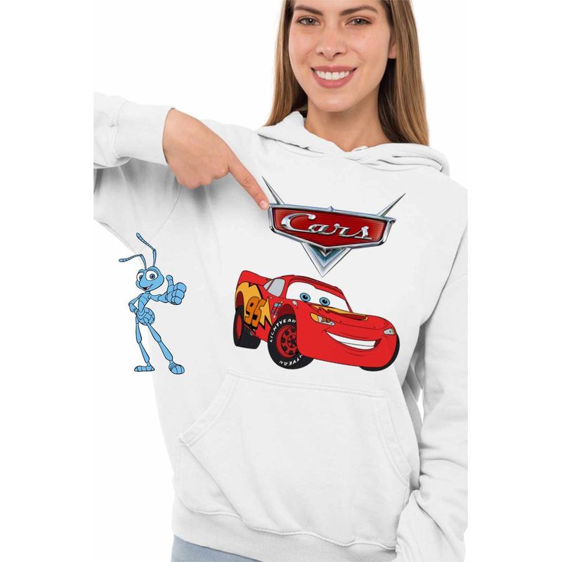Fashion, accesorii si bijuterii - Femei - Imbracaminte femei - Hanorace femei - Hanorac Femei Cars Curse Masini Fulger, alb, marime 2XL - Infinity.ro