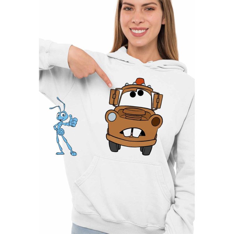 Fashion, accesorii si bijuterii - Femei - Imbracaminte femei - Hanorace femei - Hanorac Femei Cars Mater Bucsa Masini Curse, alb, marime 2XL - Infinity.ro