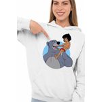 Fashion, accesorii si bijuterii - Femei - Imbracaminte femei - Hanorace femei - Hanorac Femei Cartea Junglei Baloo Mowgli, alb, marime 2XL - Infinity.ro