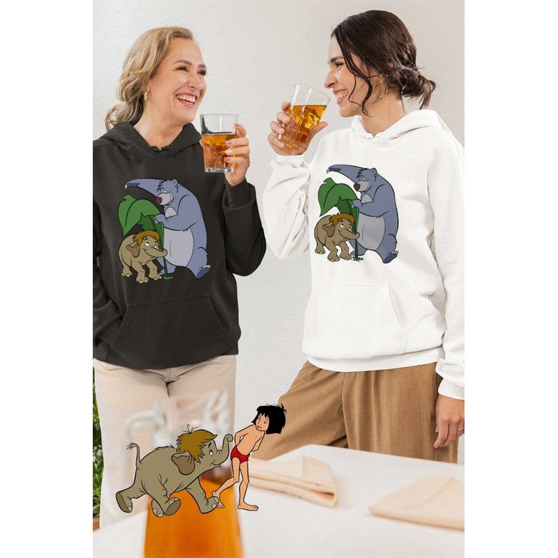 Fashion, accesorii si bijuterii - Femei - Imbracaminte femei - Hanorace femei - Hanorac Femei Cartea Junglei Baloo Junior, alb, marime 2XL - Infinity.ro
