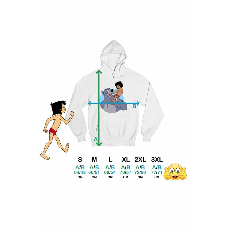 Fashion, accesorii si bijuterii - Femei - Imbracaminte femei - Hanorace femei - Hanorac Femei Cartea Junglei Baloo Mowgli, alb, marime 2XL - Infinity.ro