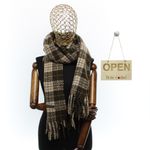 Fashion, accesorii si bijuterii - Femei - Accesorii femei - Esarfe si fulare femei - Esarfa dama, casmir, 60x180 cm, Buticcochet, model cu carouri mici, Maro - ES2500 - Infinity.ro
