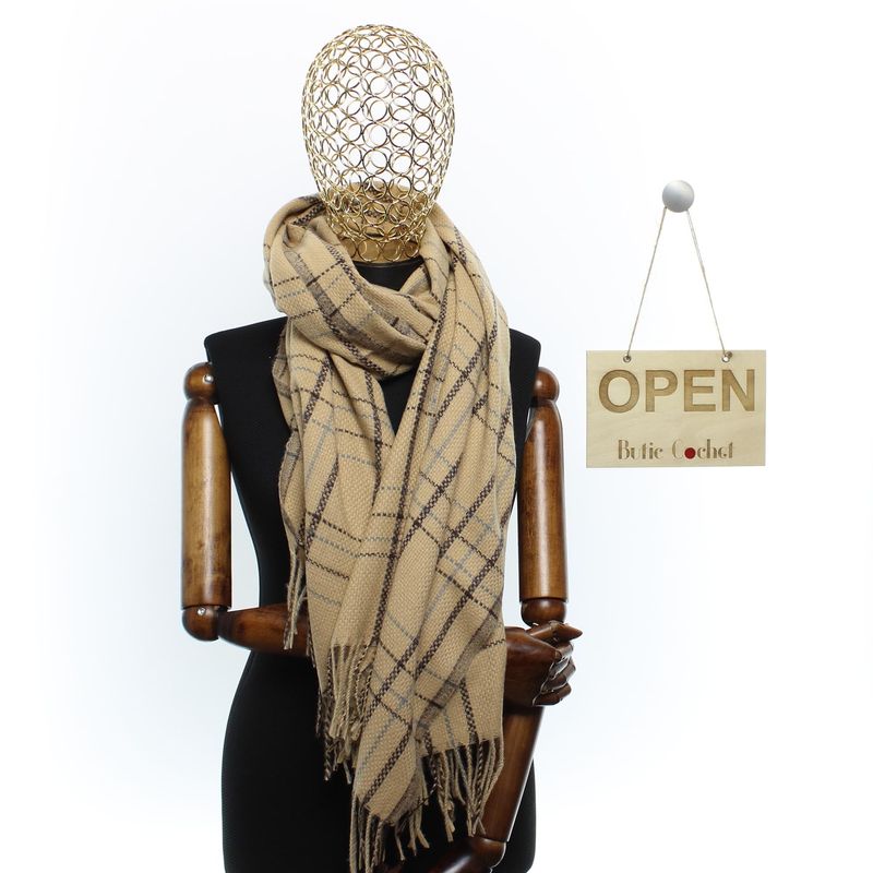 Fashion, accesorii si bijuterii - Femei - Accesorii femei - Esarfe si fulare femei - Esarfa dama, casmir, 60x180 cm, Buticcochet, model liniar, Bej - ES2490 - Infinity.ro