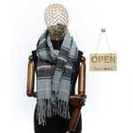 Fashion, accesorii si bijuterii - Femei - Accesorii femei - Esarfe si fulare femei - Esarfa dama, casmir, 60x180 cm, Buticcochet, imprimeu cu patratele, Albastru - ES2504 - Infinity.ro