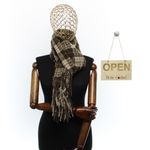 Fashion, accesorii si bijuterii - Femei - Accesorii femei - Esarfe si fulare femei - Esarfa dama, casmir, 60x180 cm, Buticcochet, model cu carouri mici, Maro - ES2500 - Infinity.ro