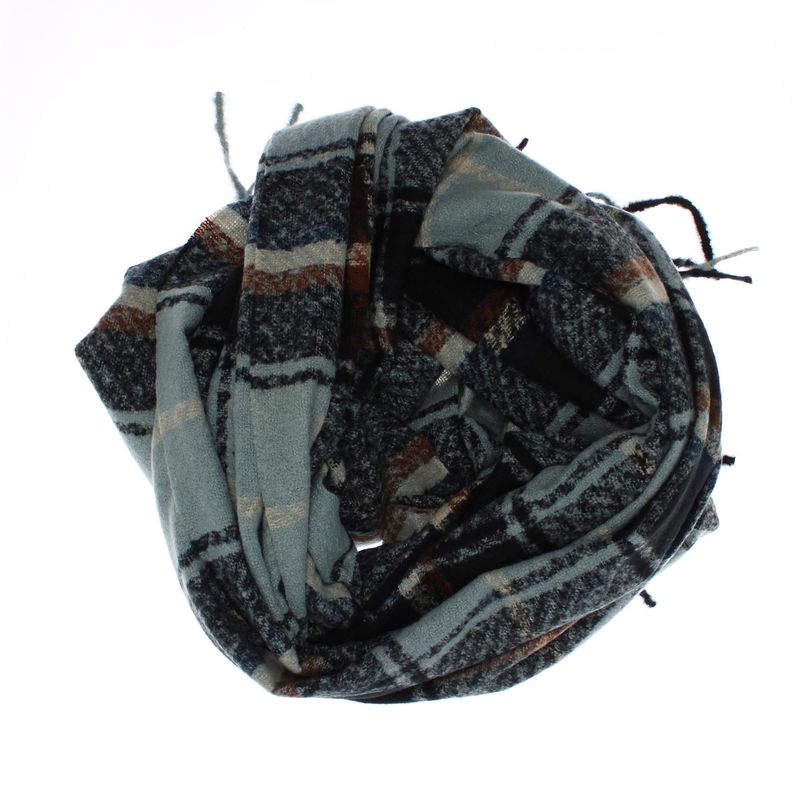 Fashion, accesorii si bijuterii - Femei - Accesorii femei - Esarfe si fulare femei - Esarfa dama, casmir, 60x180 cm, Buticcochet, imprimeu cu patratele, Albastru - ES2504 - Infinity.ro