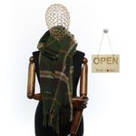 Fashion, accesorii si bijuterii - Femei - Accesorii femei - Esarfe si fulare femei - Esarfa dama, casmir, 60x180 cm, Buticcochet, imprimeu cu patratele, Verde - ES2505 - Infinity.ro