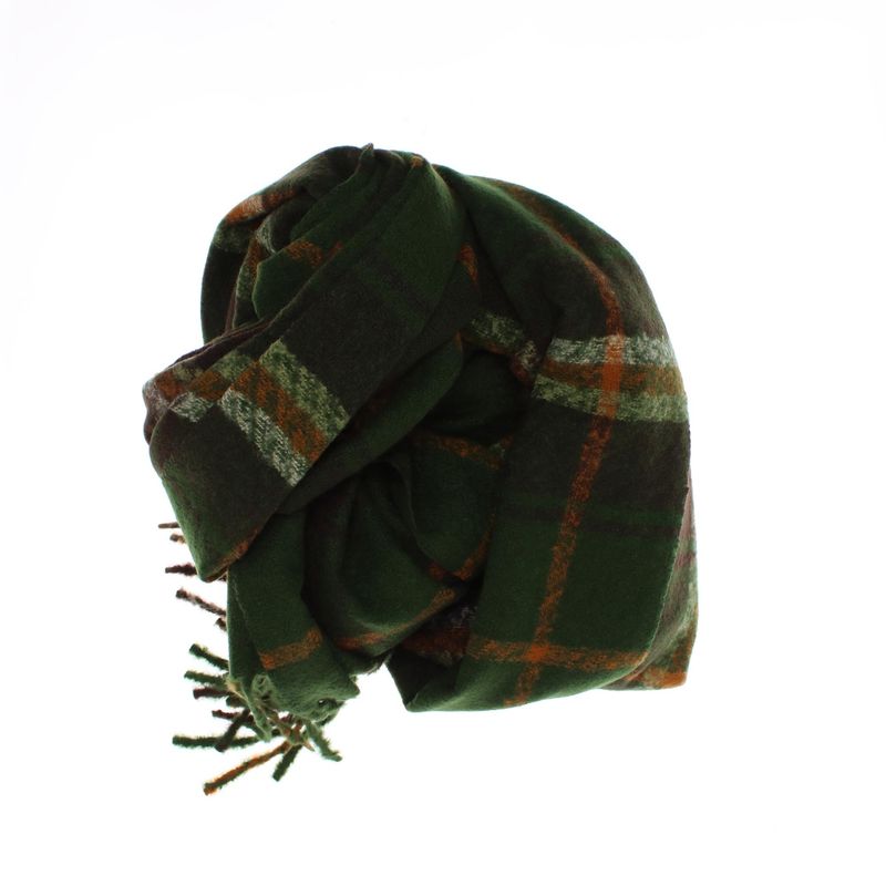 Fashion, accesorii si bijuterii - Femei - Accesorii femei - Esarfe si fulare femei - Esarfa dama, casmir, 60x180 cm, Buticcochet, imprimeu cu patratele, Verde - ES2505 - Infinity.ro
