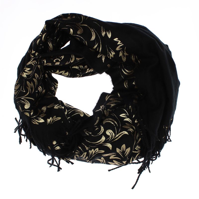 Fashion, accesorii si bijuterii - Femei - Accesorii femei - Esarfe si fulare femei - Esarfa dama, casmir, 70x180 cm, Buticcochet, imprimeu stilizat, Negru - ES2512 - Infinity.ro
