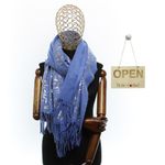 Fashion, accesorii si bijuterii - Femei - Accesorii femei - Esarfe si fulare femei - Esarfa dama, casmir, 70x180 cm, Buticcochet, imprimeu stilizat, Albastru - ES2516 - Infinity.ro