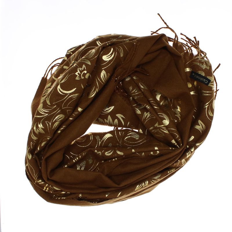 Fashion, accesorii si bijuterii - Femei - Accesorii femei - Esarfe si fulare femei - Esarfa dama, casmir, 70x180 cm, Buticcochet, imprimeu stilizat, Maro - ES2520 - Infinity.ro
