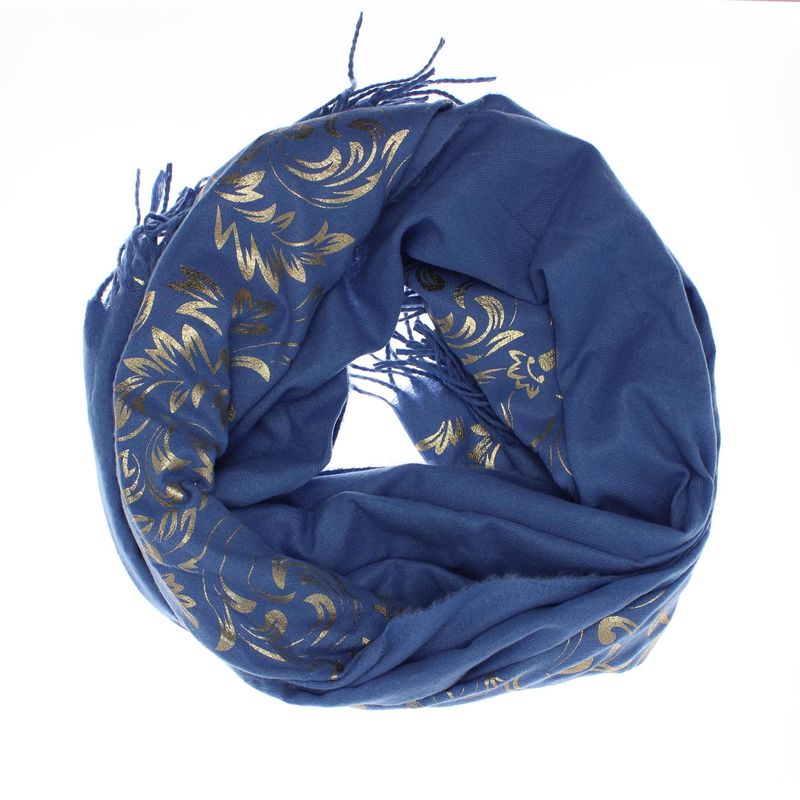 Fashion, accesorii si bijuterii - Femei - Accesorii femei - Esarfe si fulare femei - Esarfa dama, casmir, 70x180 cm, Buticcochet, imprimeu stilizat, Albastru - ES2516 - Infinity.ro