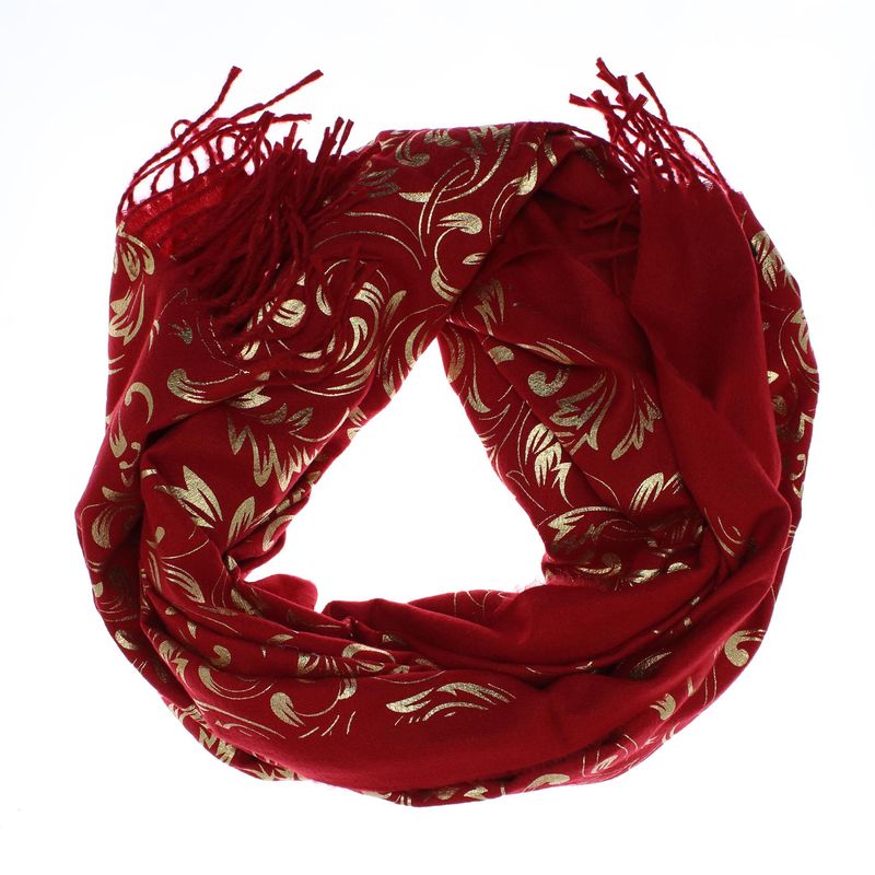 Fashion, accesorii si bijuterii - Femei - Accesorii femei - Esarfe si fulare femei - Esarfa dama, casmir, 70x180 cm, Buticcochet, imprimeu stilizat, Visiniu - ES2517 - Infinity.ro