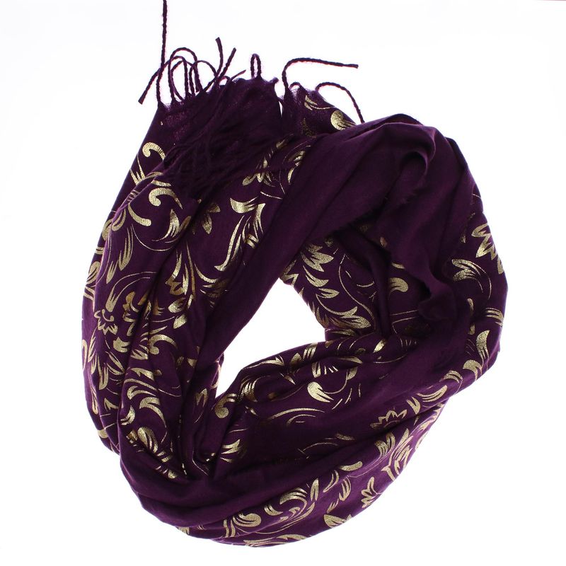 Fashion, accesorii si bijuterii - Femei - Accesorii femei - Esarfe si fulare femei - Esarfa dama, casmir, 70x180 cm, Buticcochet, imprimeu stilizat, Mov - ES2514 - Infinity.ro