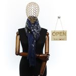 Fashion, accesorii si bijuterii - Femei - Accesorii femei - Esarfe si fulare femei - Esarfa dama, casmir, 70x180 cm, Buticcochet, imprimeu stilizat, Bleumarin - ES2518 - Infinity.ro