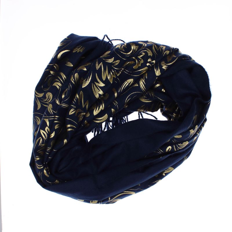 Fashion, accesorii si bijuterii - Femei - Accesorii femei - Esarfe si fulare femei - Esarfa dama, casmir, 70x180 cm, Buticcochet, imprimeu stilizat, Bleumarin - ES2518 - Infinity.ro
