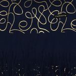 Fashion, accesorii si bijuterii - Femei - Accesorii femei - Esarfe si fulare femei - Esarfa dama, casmir, 70x180 cm, Buticcochet, imprimeu liniar auriu, Bleumarin - ES2522 - Infinity.ro