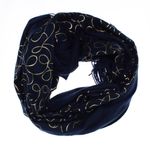 Fashion, accesorii si bijuterii - Femei - Accesorii femei - Esarfe si fulare femei - Esarfa dama, casmir, 70x180 cm, Buticcochet, imprimeu liniar auriu, Bleumarin - ES2522 - Infinity.ro