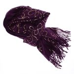 Fashion, accesorii si bijuterii - Femei - Accesorii femei - Esarfe si fulare femei - Esarfa dama, casmir, 70x180 cm, Buticcochet, imprimeu liniar auriu, Mov - ES2524 - Infinity.ro