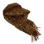 Fashion, accesorii si bijuterii - Femei - Accesorii femei - Esarfe si fulare femei - Esarfa dama, casmir, 70x180 cm, Buticcochet, imprimeu liniar auriu, Maro - ES2521 - Infinity.ro