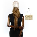 Fashion, accesorii si bijuterii - Femei - Accesorii femei - Esarfe si fulare femei - Esarfa dama, casmir, 70x180 cm, Buticcochet, imprimeu liniar auriu, Maro - ES2521 - Infinity.ro