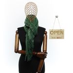 Fashion, accesorii si bijuterii - Femei - Accesorii femei - Esarfe si fulare femei - Esarfa dama, casmir, 70x180 cm, Buticcochet, imprimeu liniar auriu, Verde - ES2525 - Infinity.ro