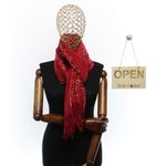 Fashion, accesorii si bijuterii - Femei - Accesorii femei - Esarfe si fulare femei - Esarfa dama, casmir, 70x180 cm, Buticcochet, imprimeu liniar auriu, Visiniu - ES2531 - Infinity.ro