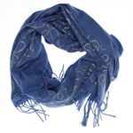 Fashion, accesorii si bijuterii - Femei - Accesorii femei - Esarfe si fulare femei - Esarfa dama, casmir, 70x180 cm, Buticcochet, imprimeu liniar auriu, Albastru - ES2528 - Infinity.ro