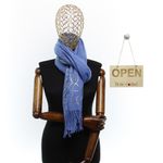 Fashion, accesorii si bijuterii - Femei - Accesorii femei - Esarfe si fulare femei - Esarfa dama, casmir, 70x180 cm, Buticcochet, imprimeu liniar auriu, Albastru - ES2528 - Infinity.ro