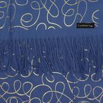 Fashion, accesorii si bijuterii - Femei - Accesorii femei - Esarfe si fulare femei - Esarfa dama, casmir, 70x180 cm, Buticcochet, imprimeu liniar auriu, Albastru - ES2528 - Infinity.ro