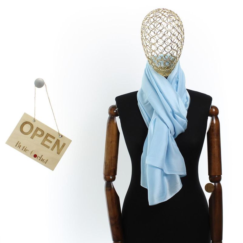 Fashion, accesorii si bijuterii - Femei - Accesorii femei - Esarfe si fulare femei - Esarfa de dama, Buticcochet, matase, 180 x 90 cm, Albastru deschis - ES2681 - Infinity.ro