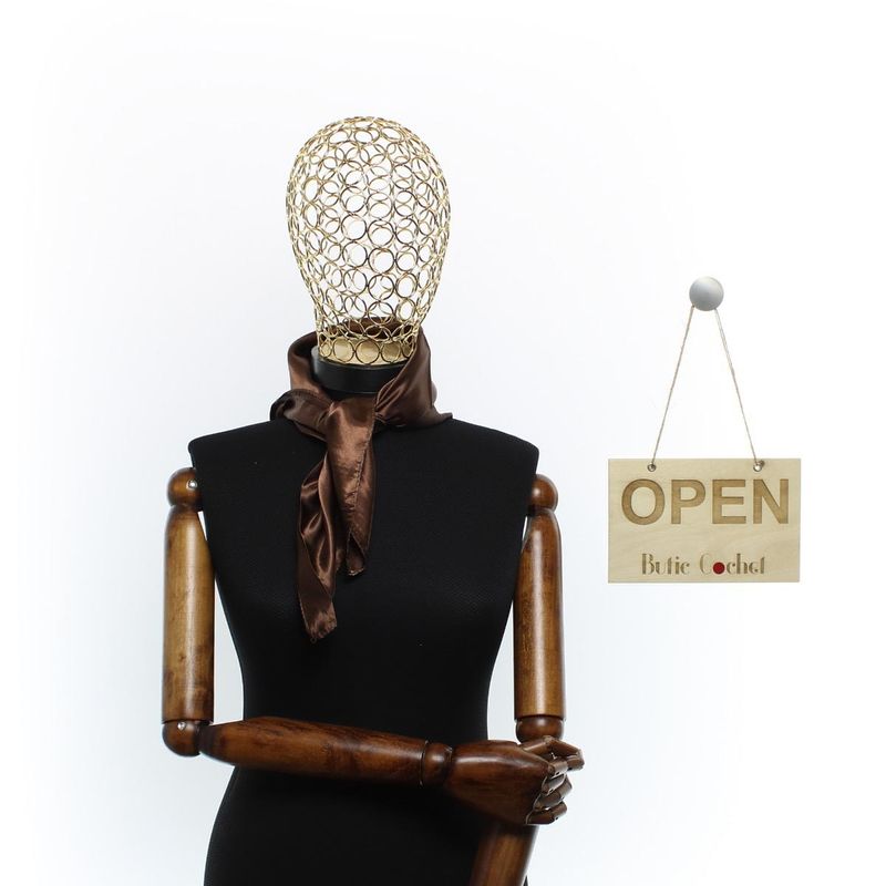 Fashion, accesorii si bijuterii - Femei - Accesorii femei - Esarfe si fulare femei - Esarfa de dama, Buticcochet, dimensiune 60x60 cm, Maro - ES2659 - Infinity.ro