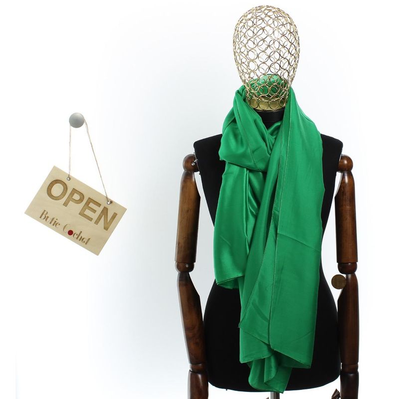 Fashion, accesorii si bijuterii - Femei - Accesorii femei - Esarfe si fulare femei - Esarfa de dama, Buticcochet, matase, 180 x 90 cm, Verde - ES2682 - Infinity.ro