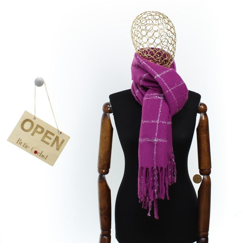 Fashion, accesorii si bijuterii - Femei - Accesorii femei - Esarfe si fulare femei - Esarfa de dama, Buticcochet, casmir, 190 x 65 cm, Fucsia - ES2695 - Infinity.ro