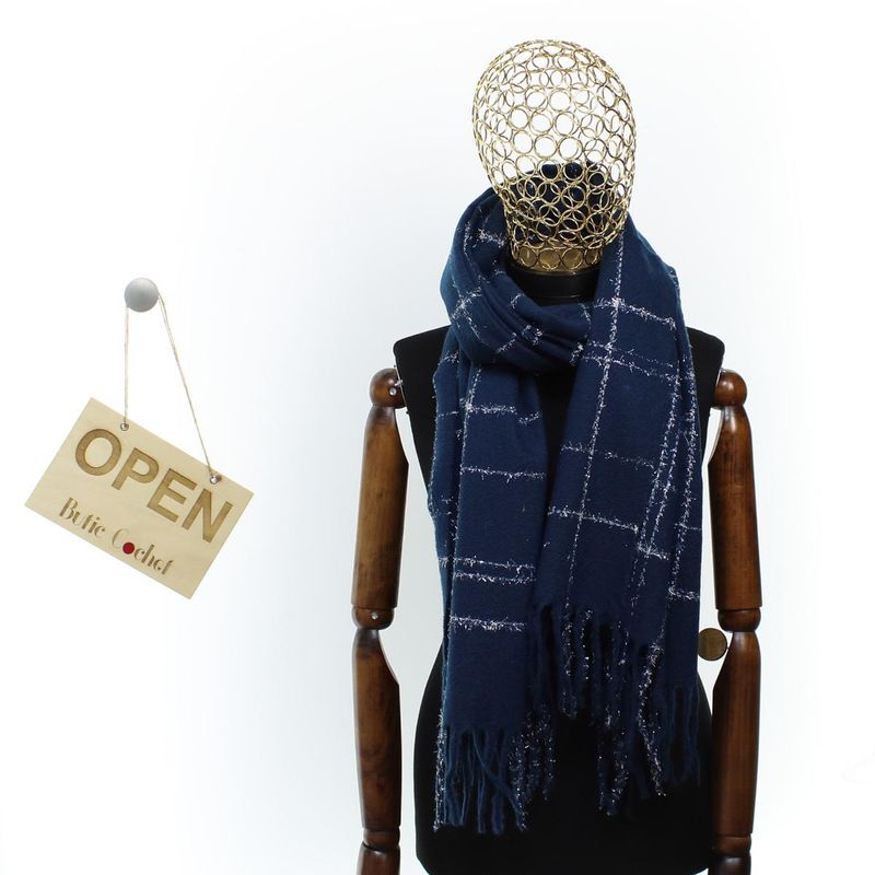 Fashion, accesorii si bijuterii - Femei - Accesorii femei - Esarfe si fulare femei - Esarfa de dama, Buticcochet, casmir, 190 x 65 cm, Bleumarin - ES2697 - Infinity.ro