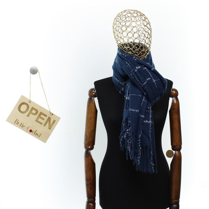 Fashion, accesorii si bijuterii - Femei - Accesorii femei - Esarfe si fulare femei - Esarfa de dama, Buticcochet, casmir, 190 x 65 cm, Bleumarin - ES2697 - Infinity.ro