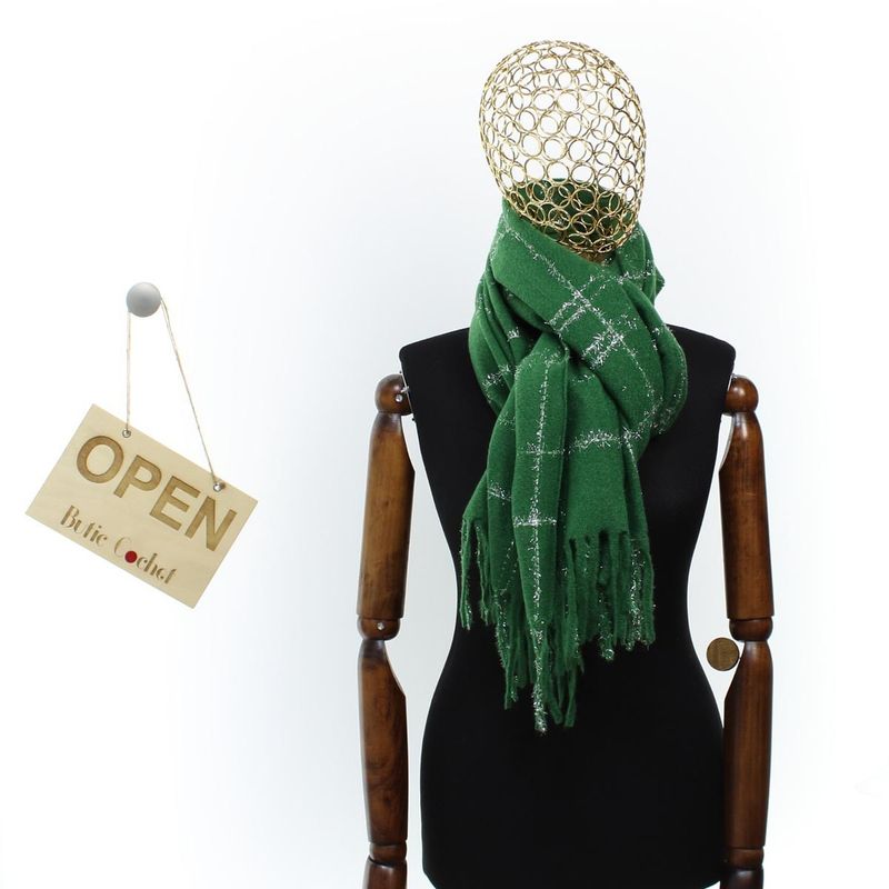 Fashion, accesorii si bijuterii - Femei - Accesorii femei - Esarfe si fulare femei - Esarfa de dama, Buticcochet, casmir, 190 x 65 cm, Verde - ES2700 - Infinity.ro