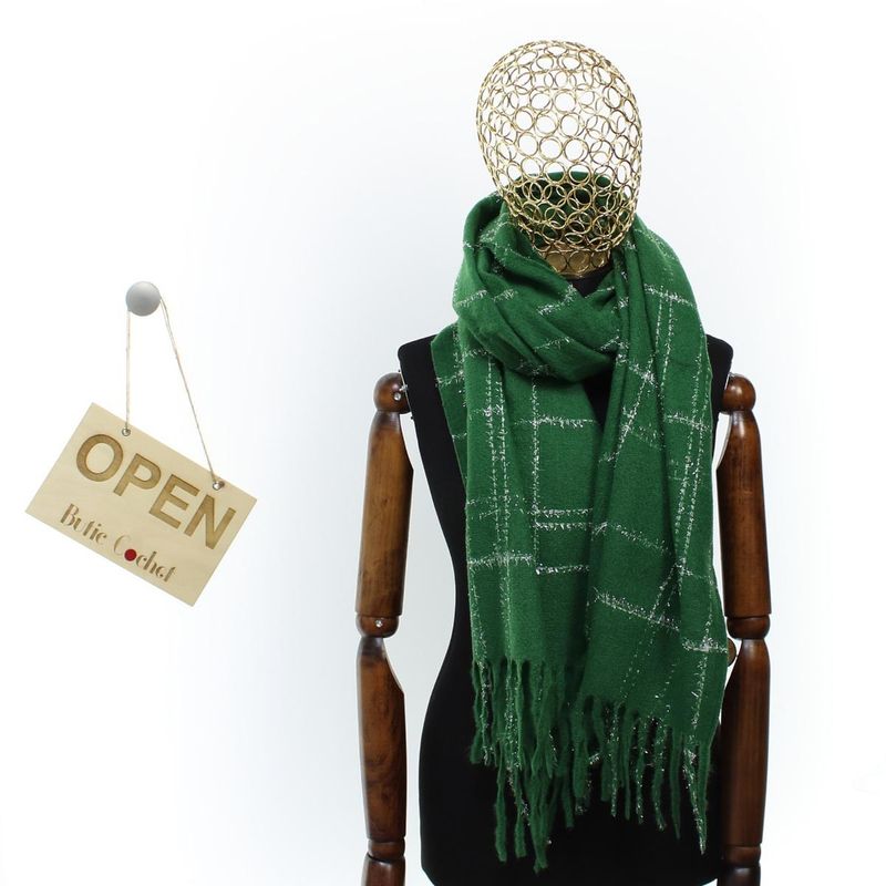 Fashion, accesorii si bijuterii - Femei - Accesorii femei - Esarfe si fulare femei - Esarfa de dama, Buticcochet, casmir, 190 x 65 cm, Verde - ES2700 - Infinity.ro