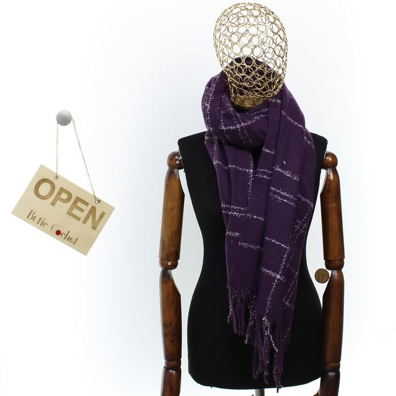 Fashion, accesorii si bijuterii - Femei - Accesorii femei - Esarfe si fulare femei - Esarfa de dama, Buticcochet, casmir, 190 x 65 cm, Mov - ES2698 - Infinity.ro